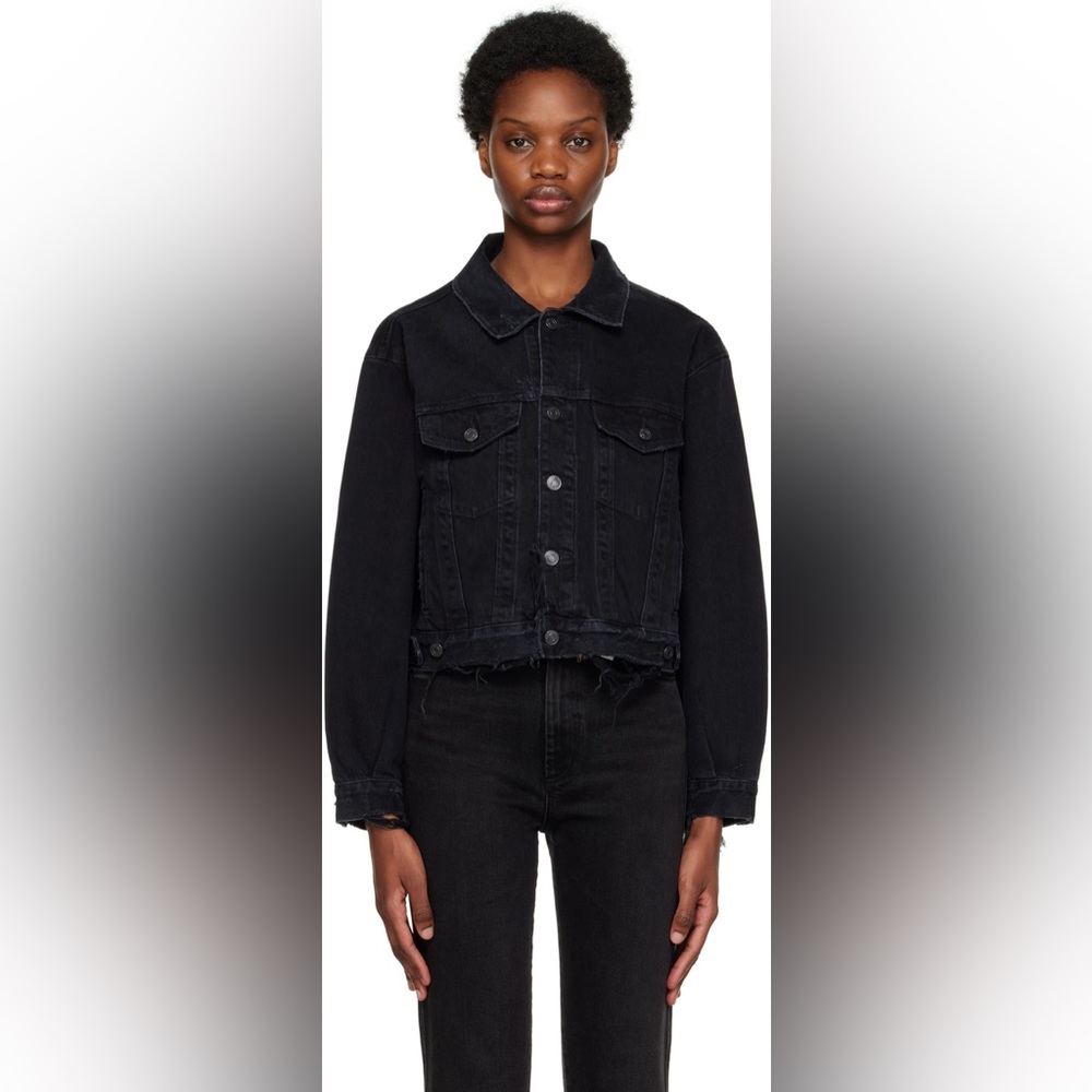 Agolde Shrunken Charli Denim Jean Jack in Distressed Black - Picture 4 of 10